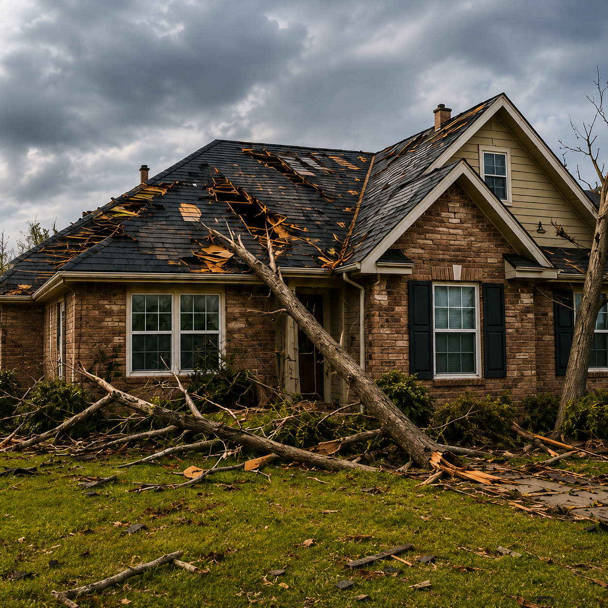 Storm damaged roof in Wichita Falls, TX