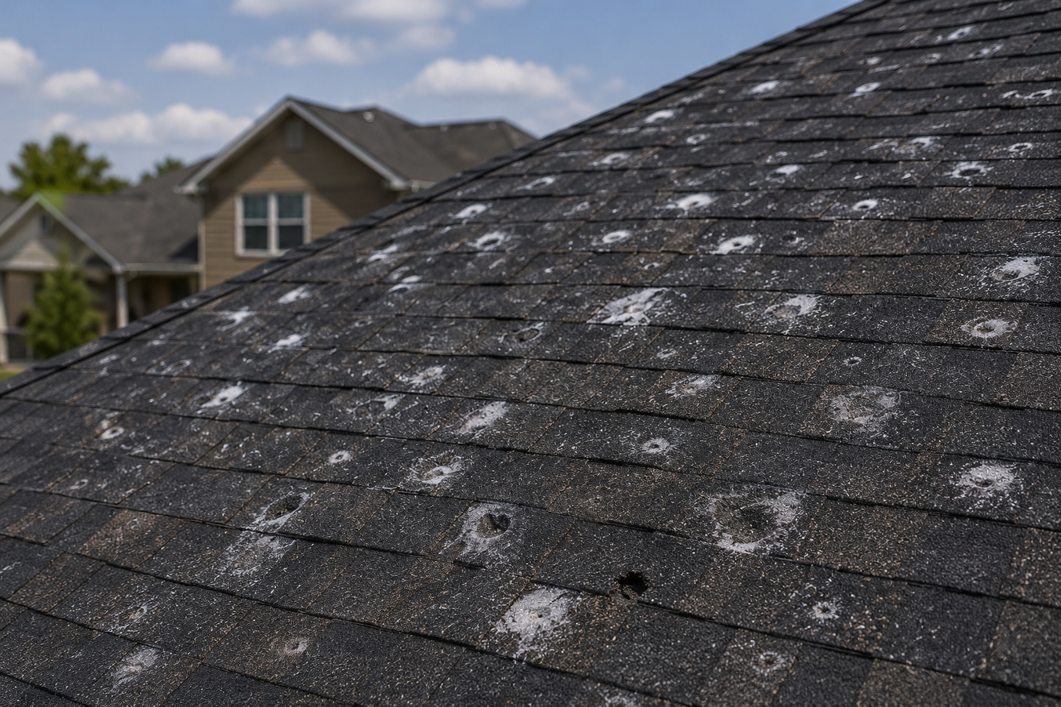 Roof with hail damage in Wichita Falls, TX