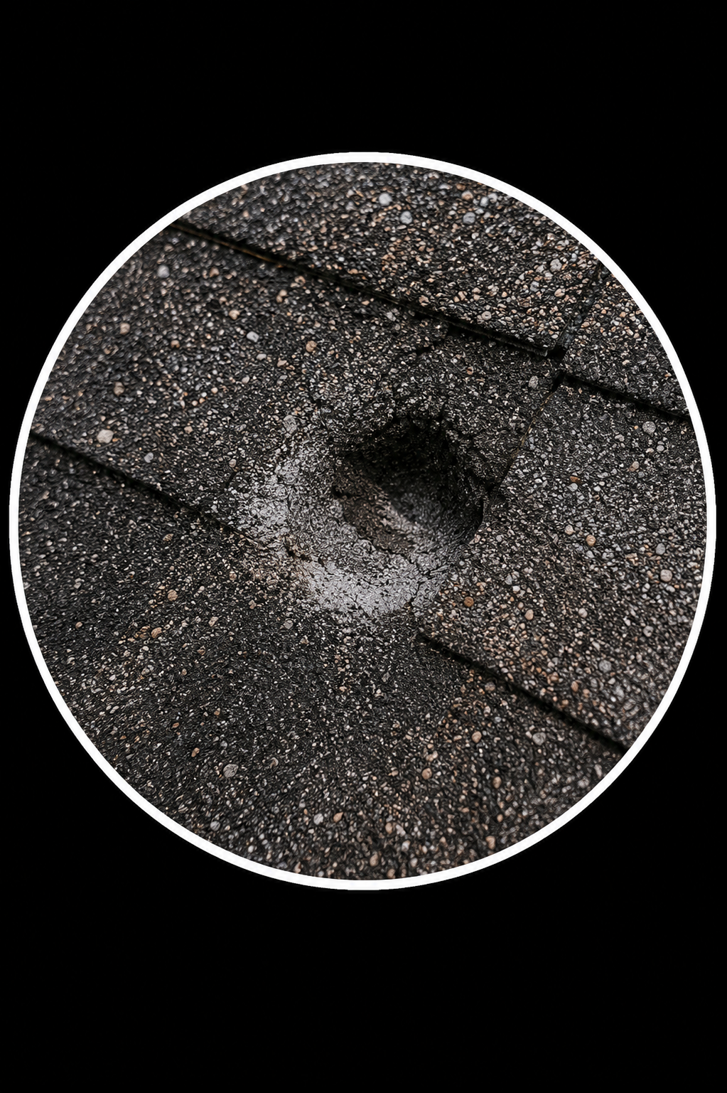 Hail impact mark on shingle