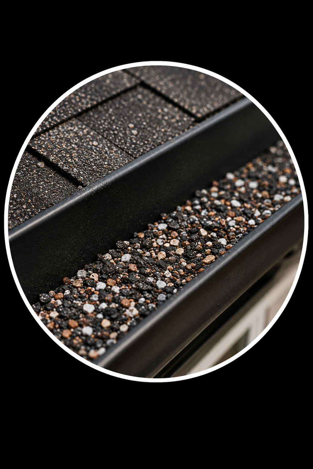 Granules collected in gutter from hail damage